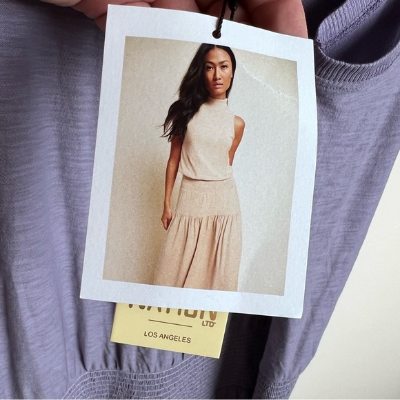 NWT Nation Ltd Pima Cotton Margot Turtleneck Tank In French Violet Size L - Picture 10 of 16